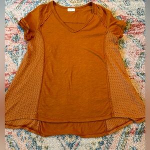 Anthropologie T.La pumpkin knit short sleeve shirt medium